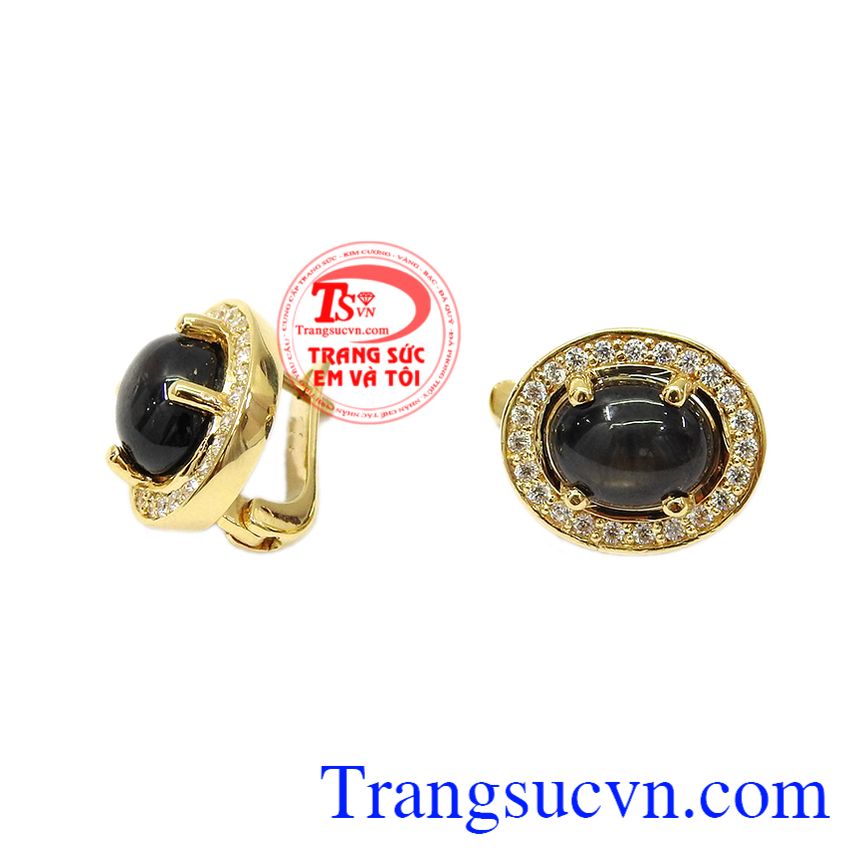 Hoa tai saphir sao quý phái, hoa tai vàng đá quý Hoa tai saphir sao quý phái, hoa tai vàng đá quý