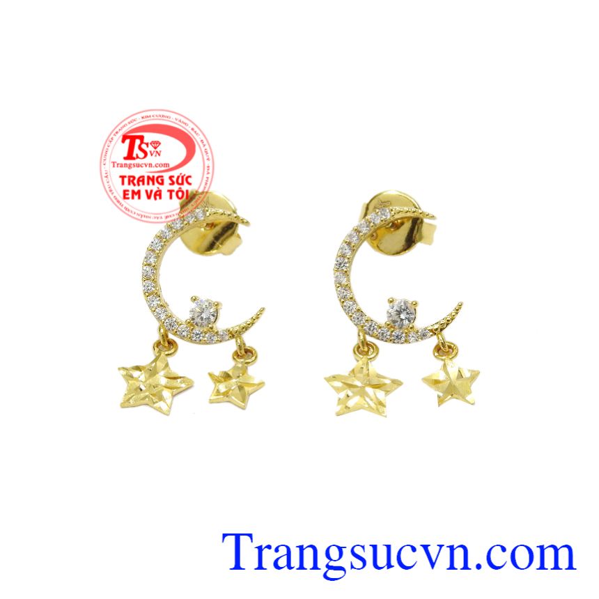 Hoa tai vàng trăng sao, Hoa tai nữ vàng, Hoa tai vàng sang trọng Hoa tai vàng trăng sao, Hoa tai nữ vàng, Hoa tai vàng sang trọng