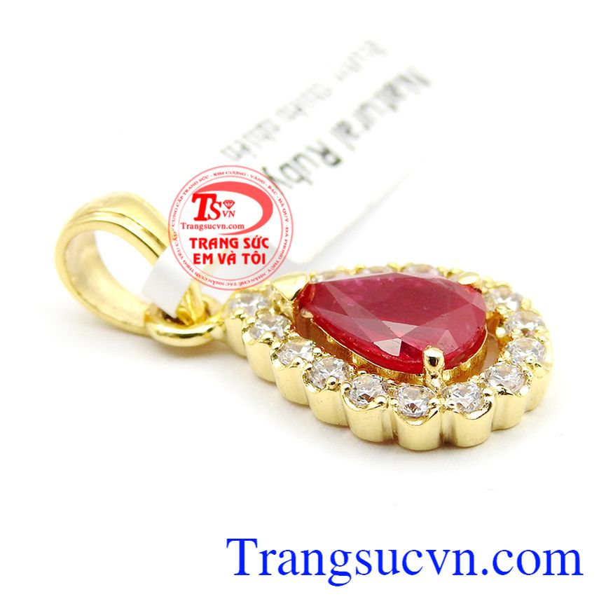 Mặt đá ruby vàng tây, mặt dây chuyền ruby