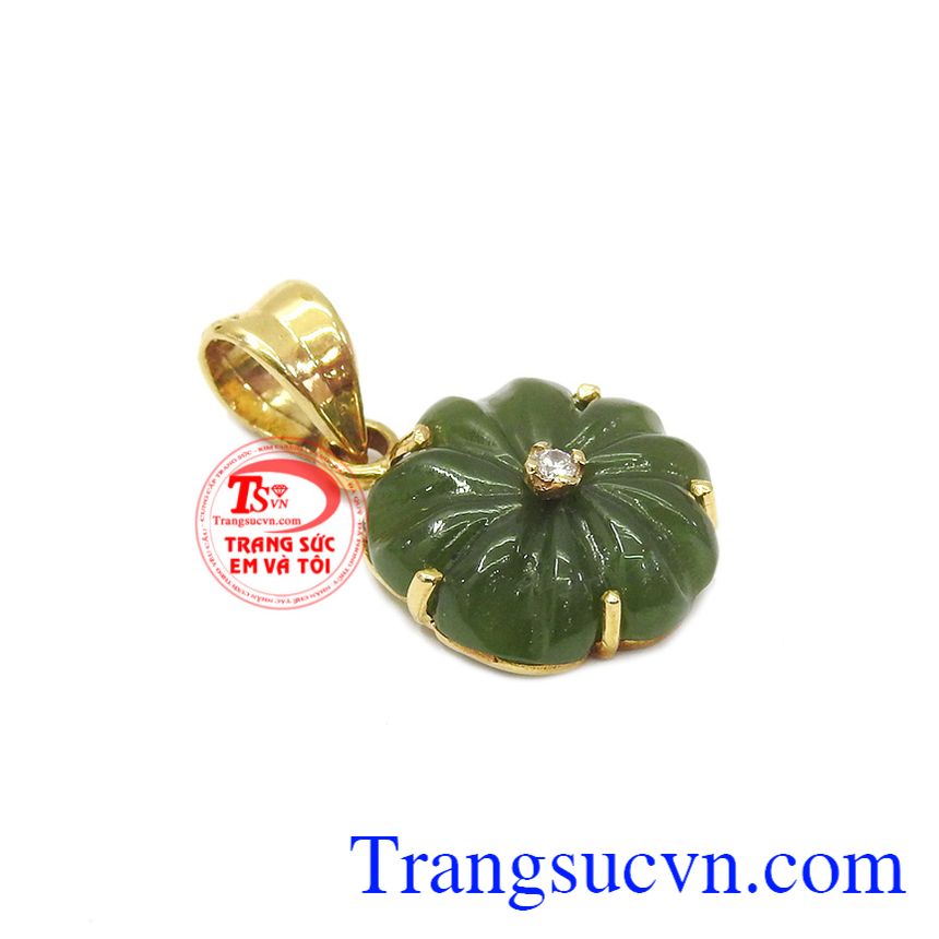Mặt dây chuyền vàng tây đính đá cho nữ thời trang, jadeite-ngọc cẩm thạch