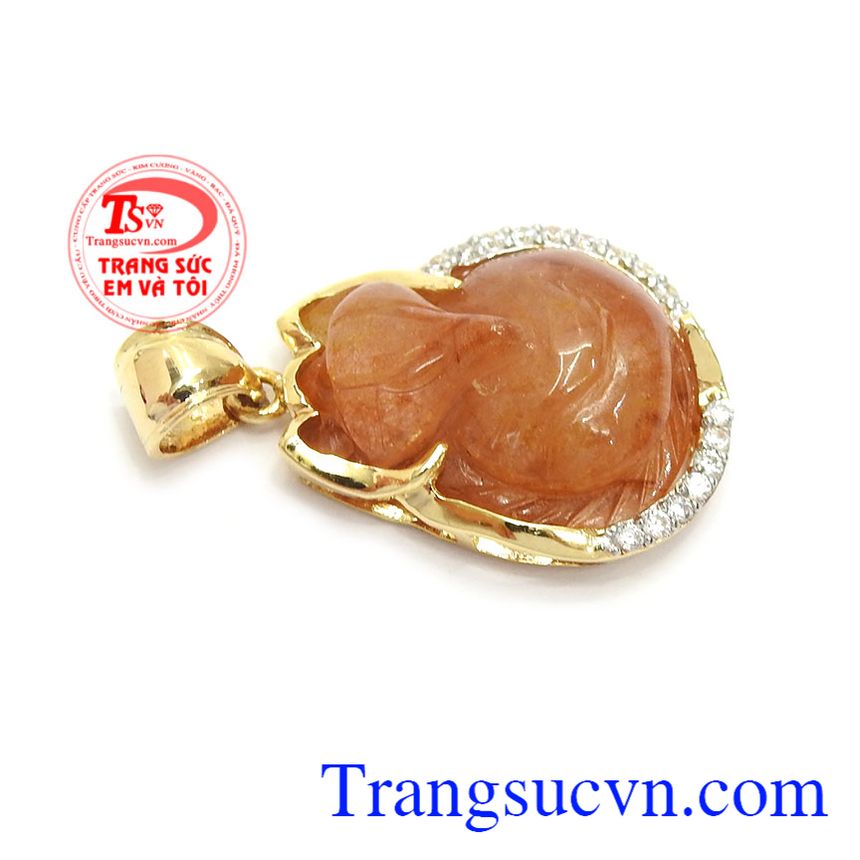 Mặt dây hồ ly bọc vàng, mặt dây thạch anh Mặt dây hồ ly bọc vàng, mặt dây thạch anh