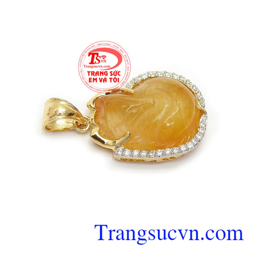 Mặt dây hồ ly thạch anh tóc vàng, mặt dây thạch anh  Mặt dây hồ ly thạch anh tóc vàng, mặt dây thạch anh