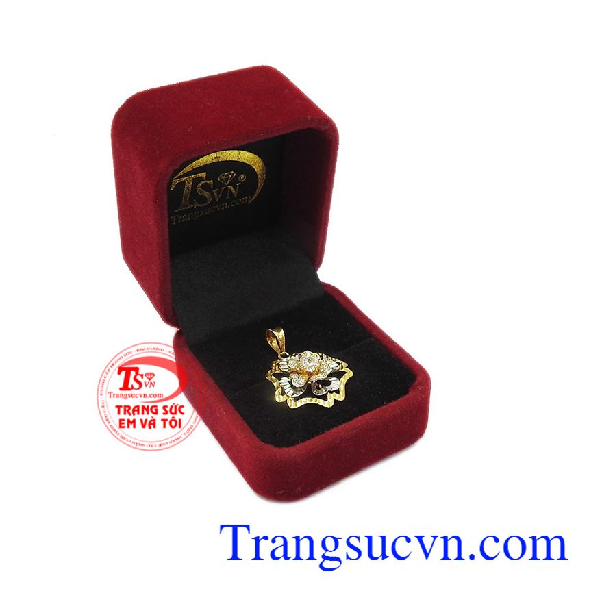 Mặt dây hoa vàng nữ tính 10k, mặt dây chuyền vàng