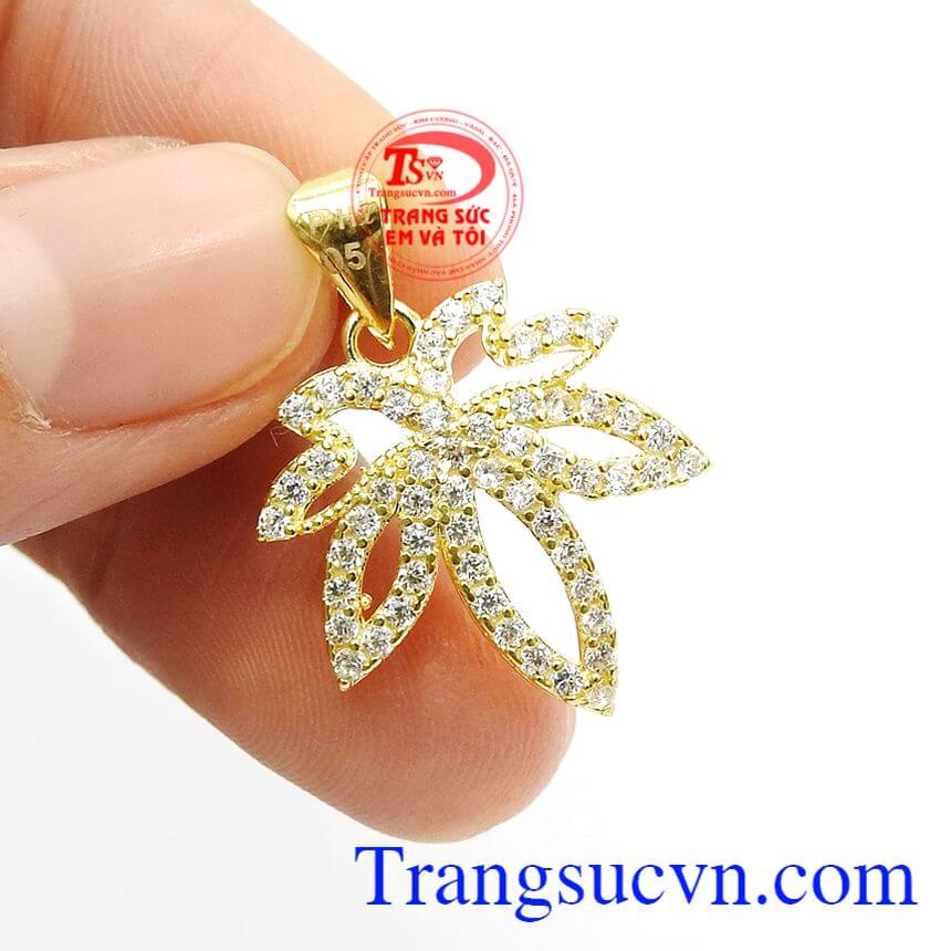 Mặt dây lá phong vàng 10k, mặt dây chuyền vàng
