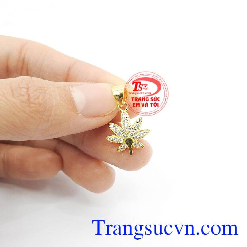 Mặt dây nữ lá phong nhỏ, mặt dây chuyền vàng