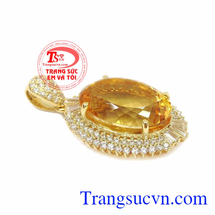 Mặt dây nữ thạch anh vàng ấn tượng, mặt dây vàng đá quý Mặt dây nữ thạch anh vàng ấn tượng, mặt dây vàng đá quý