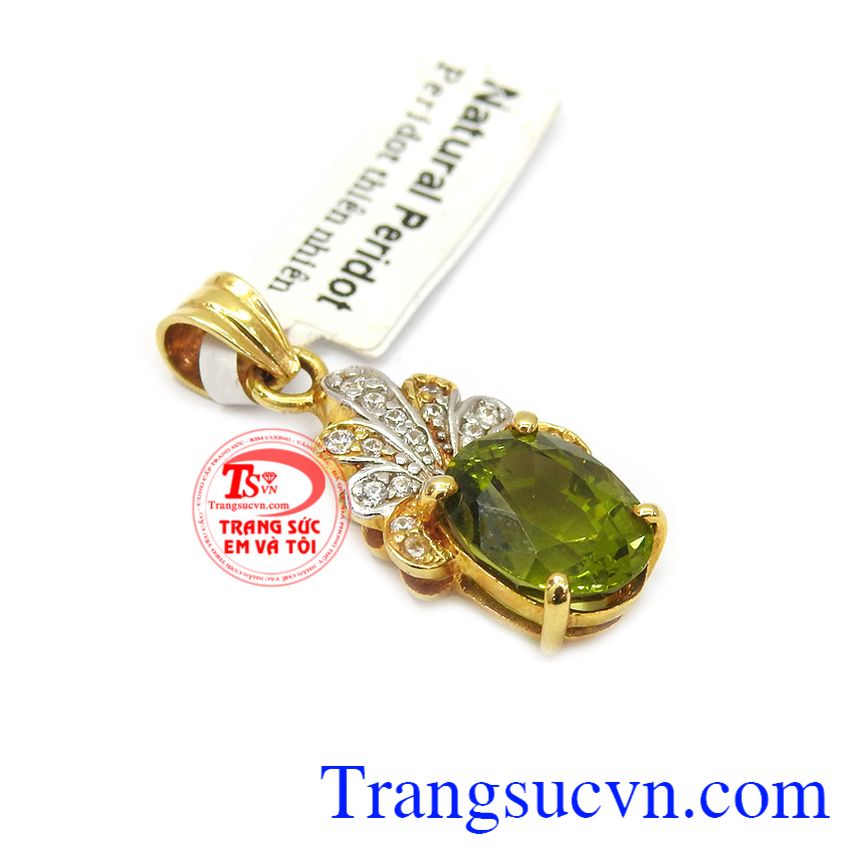 Mặt dây peridot hộ sắc đẹp, mặt dây vàng đá quý