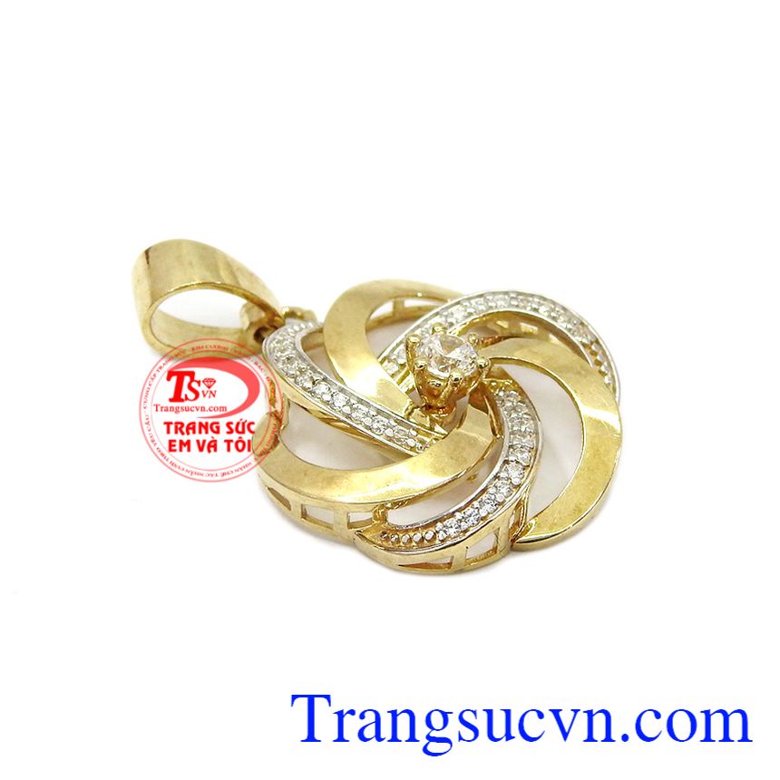 Mặt nữ hoa vàng tinh xảo, mặt dây vàng tây