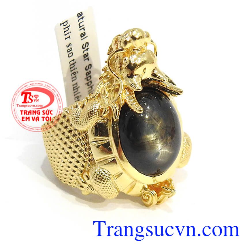 Nhẫn Long Quy Sapphire Sao, nhẫn nam đẹp