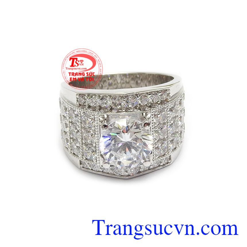Nhẫn nam đẳng cấp vàng trắng 14k, Nhẫn Vàng Trắng Nam
