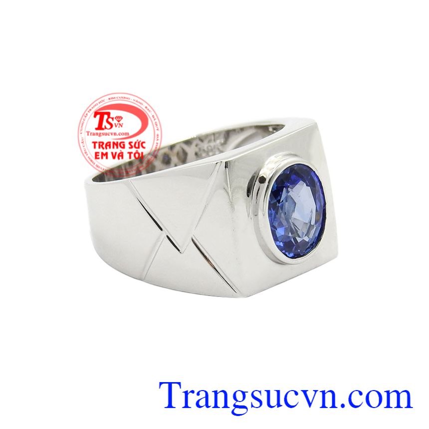 Nhẫn nam gắn đá saphire, Nhẫn nam vàng tây, Nhẫn nam đá quý thời trang