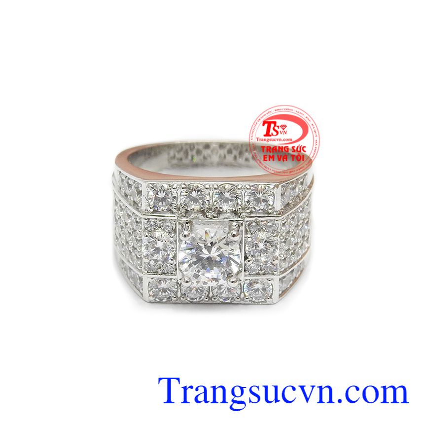 Nhẫn nam mạnh mẽ vàng trắng 14k, nhẫn nam vàng trắng Nhẫn nam mạnh mẽ vàng trắng 14k, nhẫn nam vàng trắng