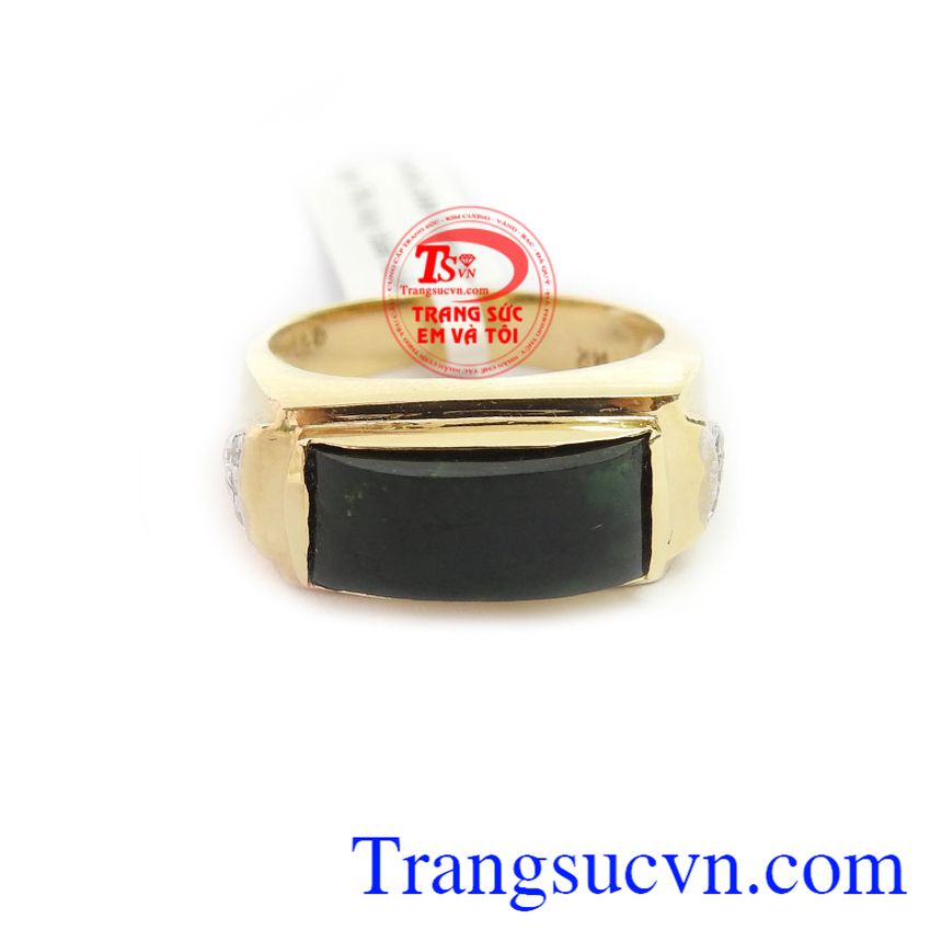 Nhẫn nam ngọc đại cát 14k, nhẫn nam đẹp