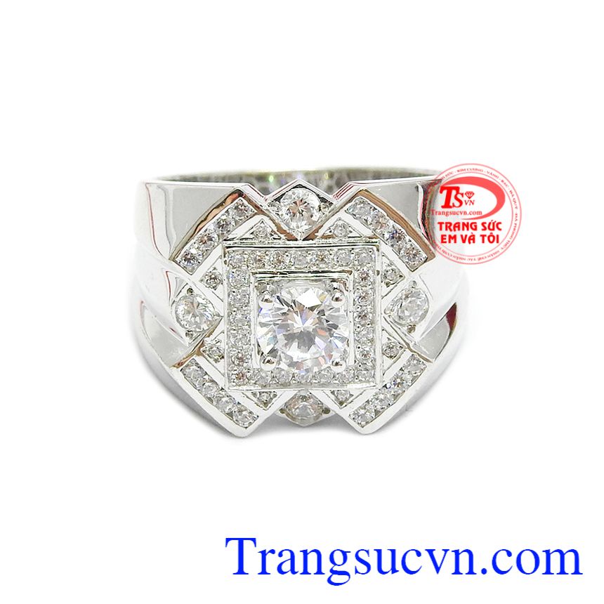 Nhẫn nam sang trọng vàng trắng 14k, nhẫn vàng trắng nam Nhẫn nam sang trọng vàng trắng 14k, nhẫn vàng trắng nam