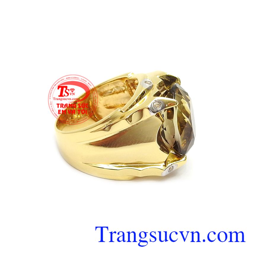 Nhẫn Nam Thạch Anh Khói Cao Cấp, nhẫn nam đẹp