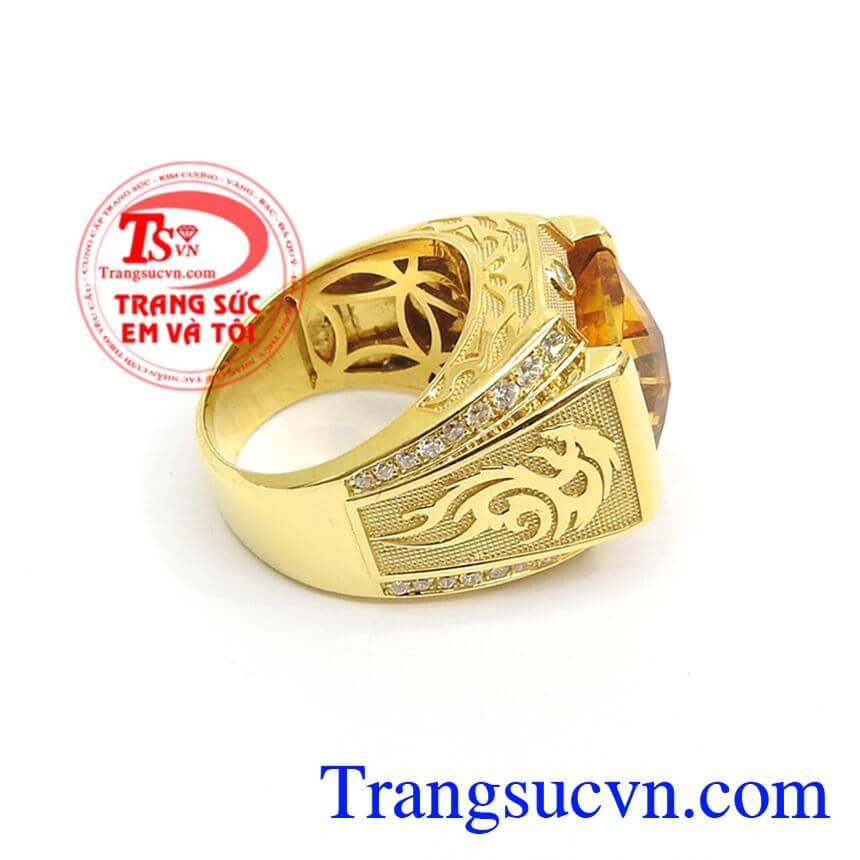 Nhẫn Nam Thạch Anh Vàng Cá Tính, nhẫn nam đẹp