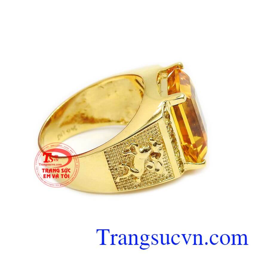 Nhẫn nam thạch anh vàng mệnh kim, nhẫn nam đẹp Nhẫn nam thạch anh vàng mệnh kim, nhẫn nam đẹp