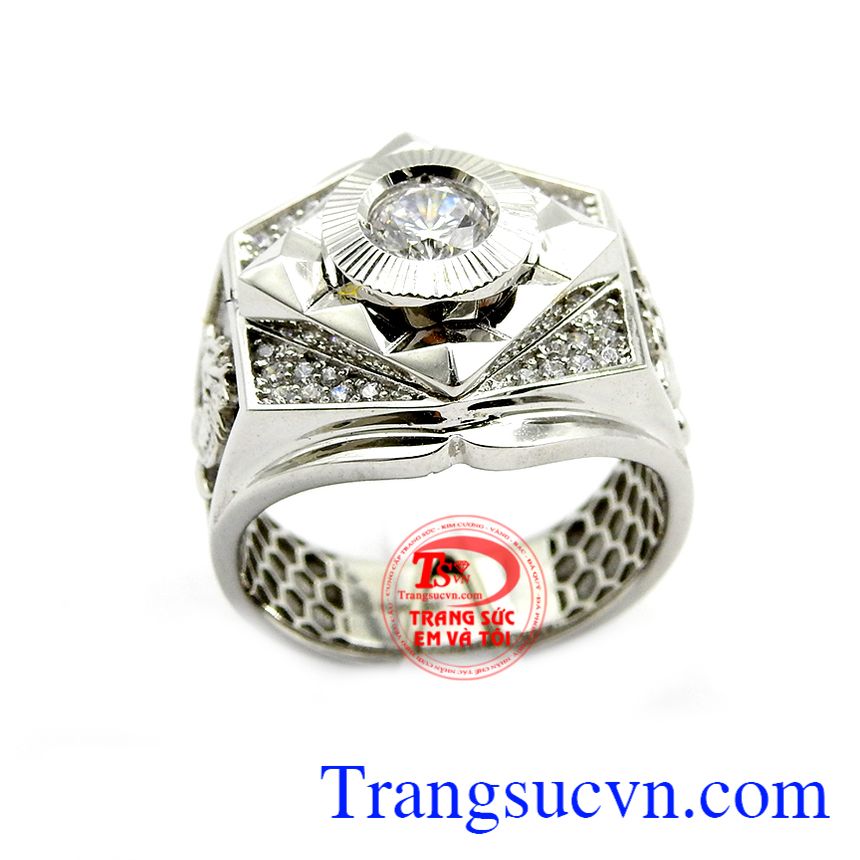 Nhẫn nam uy phong vàng trắng 18k, nhẫn nam đẹp Nhẫn nam uy phong vàng trắng 18k, nhẫn nam đẹp