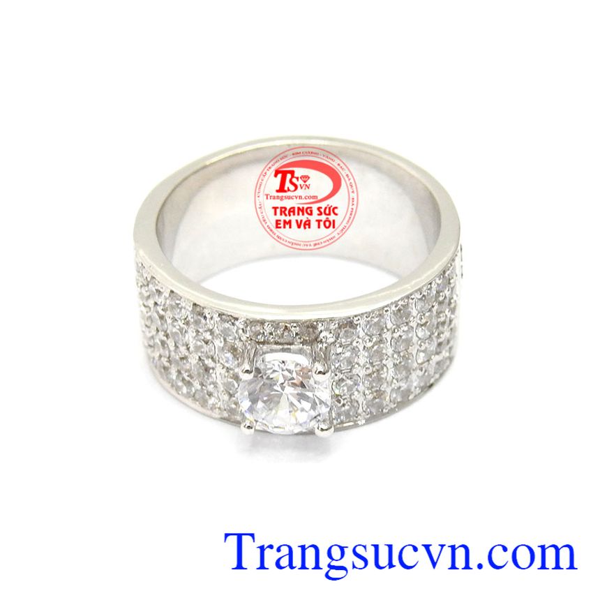 Nhẫn nam vàng trắng 10k đẹp, nhẫn nam đẹp