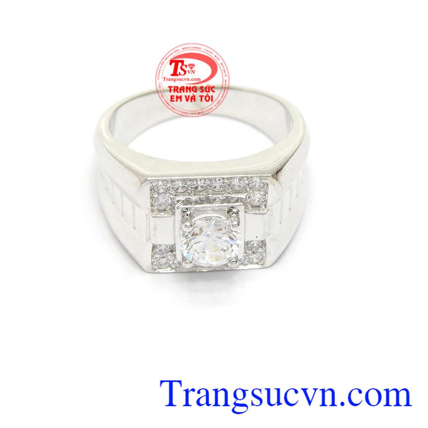 Nhẫn nam vàng trắng 10k phong cách, nhẫn nam đẹp