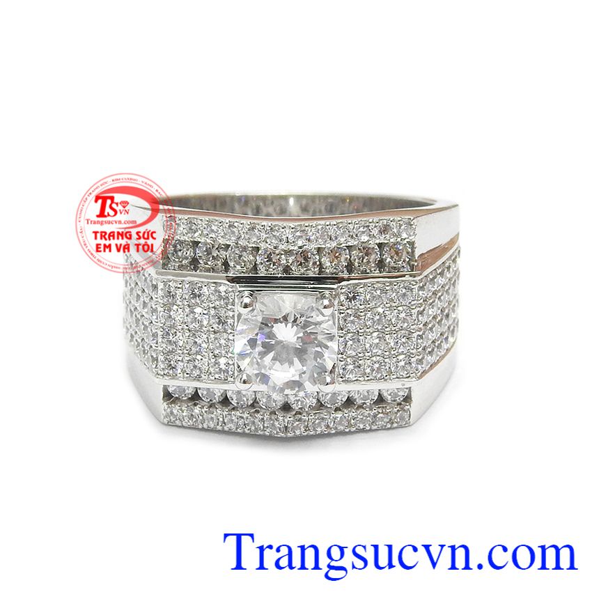 Nhẫn nam vàng trắng 14k quý ông, nhẫn nam vàng trắng Nhẫn nam vàng trắng 14k quý ông, nhẫn nam vàng trắng