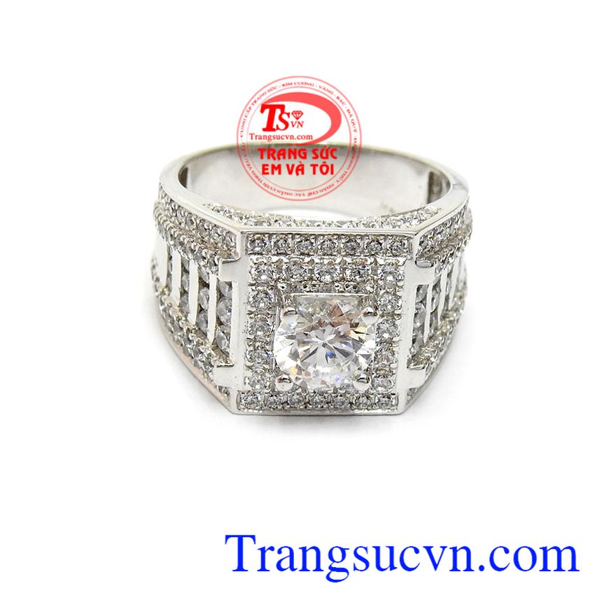 Nhẫn nam vàng trắng 14k, nhẫn nam đẹp