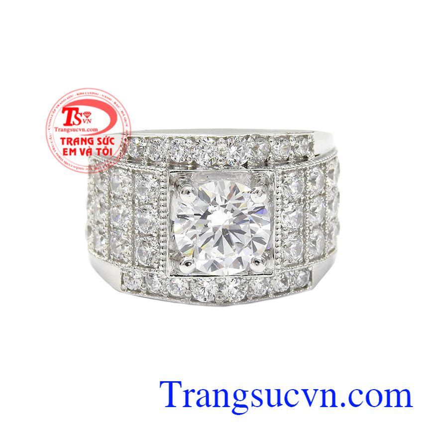 Nhẫn nam vàng trắng ấn tượng, nhẫn nam đẹp Nhẫn nam vàng trắng ấn tượng, nhẫn nam đẹp
