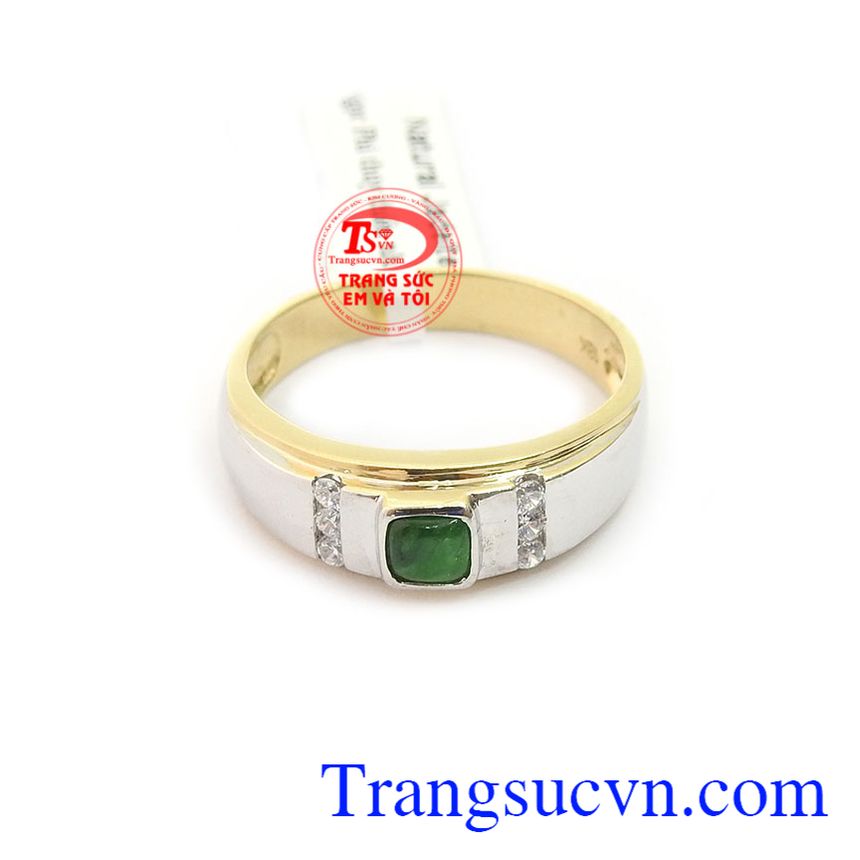 Nhẫn nam vàng trắng ngọc cẩm thạch, nhẫn nam đẹp