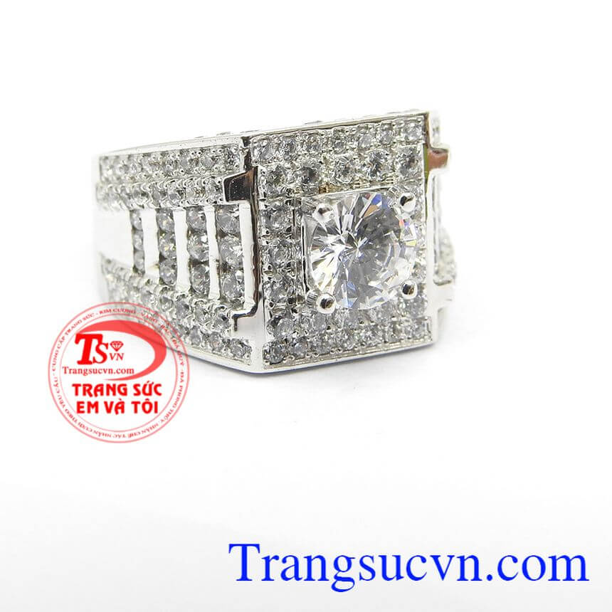 Nhẫn nam vàng trắng sang trọng, nhẫn nam đẹp