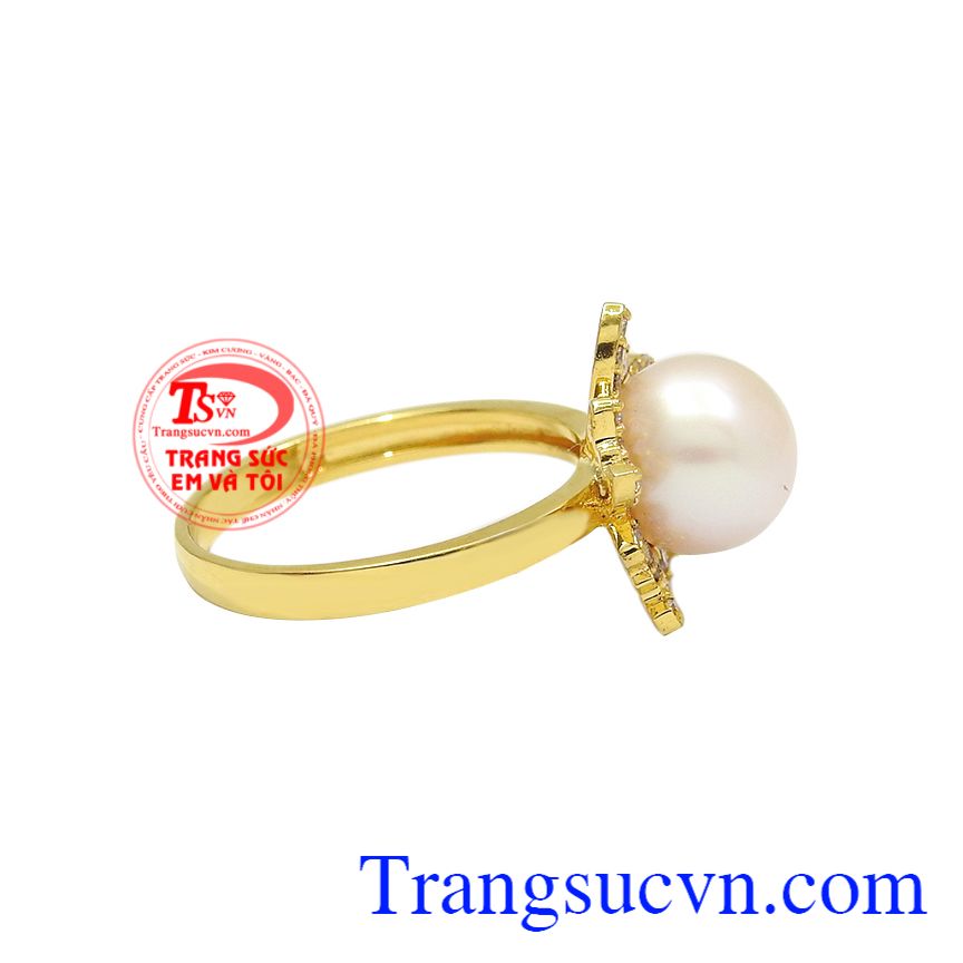 Nhẫn ngọc trai tỏa sáng, Nhẫn nữ vàng tây, Nhẫn nữ gắn đá quý cao cấp Nhẫn ngọc trai tỏa sáng, Nhẫn nữ vàng tây, Nhẫn nữ gắn đá quý cao cấp