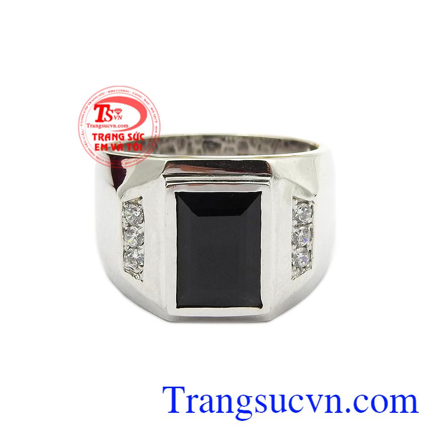 Nhẫn saphire nam, Nhẫn nam vàng trắng, Nhẫn nam vàng thời trang