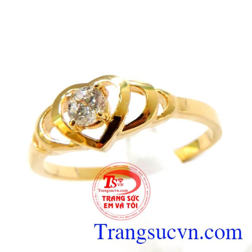 Nhẫn trái tim trung tâm vàng, nhẫn nữ vàng Nhẫn trái tim trung tâm vàng, nhẫn nữ vàng