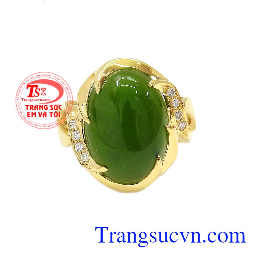 Nhẫn vàng nephrite sang trọng, nhẫn nữ đá quý Nhẫn vàng nephrite sang trọng, nhẫn nữ đá quý