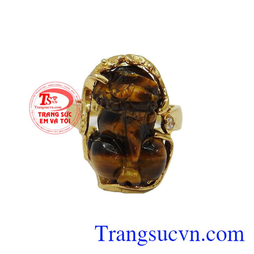 Nhẫn vàng tỳ hưu đá mắt hổ, nhẫn nữ vàng Nhẫn vàng tỳ hưu đá mắt hổ, nhẫn nữ vàng