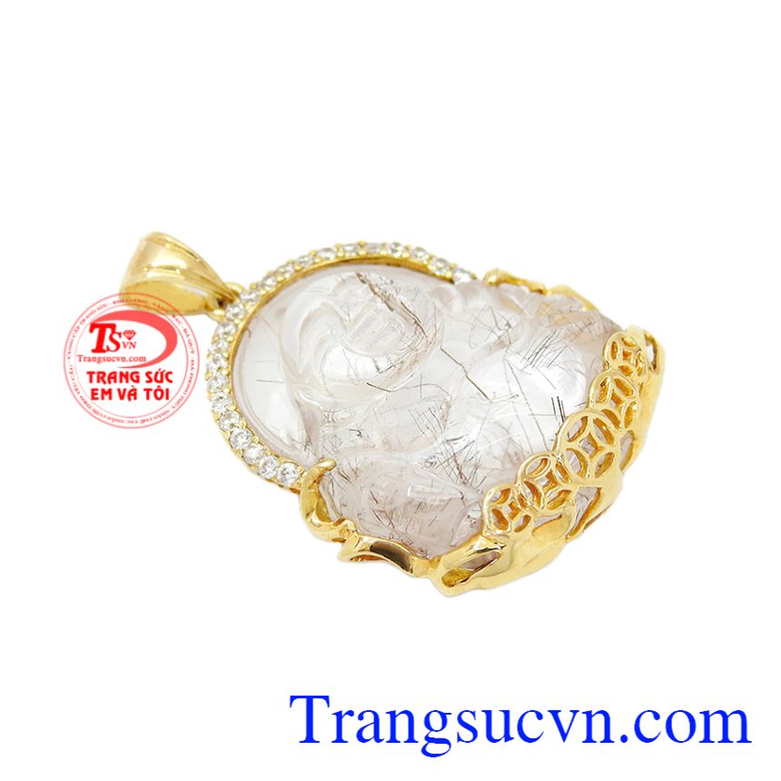 Phật Di lặc thạch anh tóc bọc vàng, mặt phật bọc vàng Phật Di lặc thạch anh tóc bọc vàng, mặt phật bọc vàng