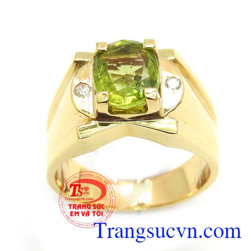 Nhẫn nam đẹp peridot, Nhẫn nam mạnh mẽ, Nhẫn nam đính đá