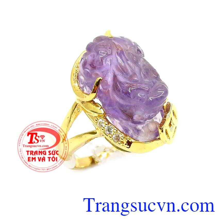 Nhẫn nữ Tỳ Hưu ngậm tiền tài lộc, Nhẫn Tỳ Hưu bọc vàng đẹp, Nhẫn nữ tinh xảo