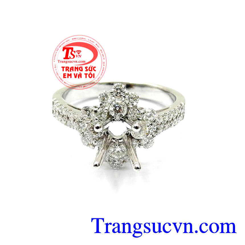 Vỏ Nhẫn Nữ Kim Cương Thi&ecirc;n Nhi&ecirc;n, Vỏ Nhẫn v&agrave;ng trắng sang trọng, Vỏ Nhẫn kim cương đẹp