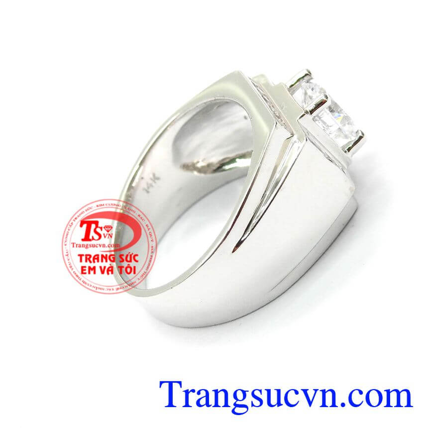 Nhẫn Nam V&agrave;ng Trắng Đẳng Cấp, Nhẫn nam v&agrave;ng trắng, Nhẫn nam đ&iacute;nh đ&aacute;
