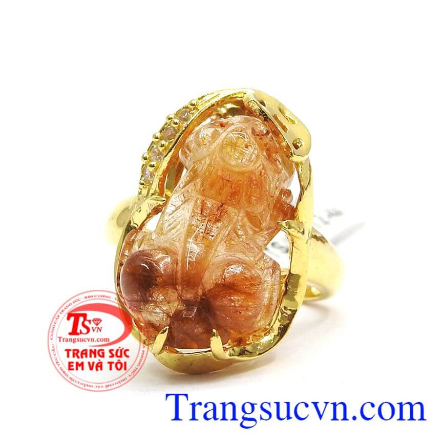 Nhẫn Tỳ Hưu Tài Lộc mệnh Thổ, Nhẫn nữ Thạch Anh tóc, Nhẫn nữ chế tác tinh xảo