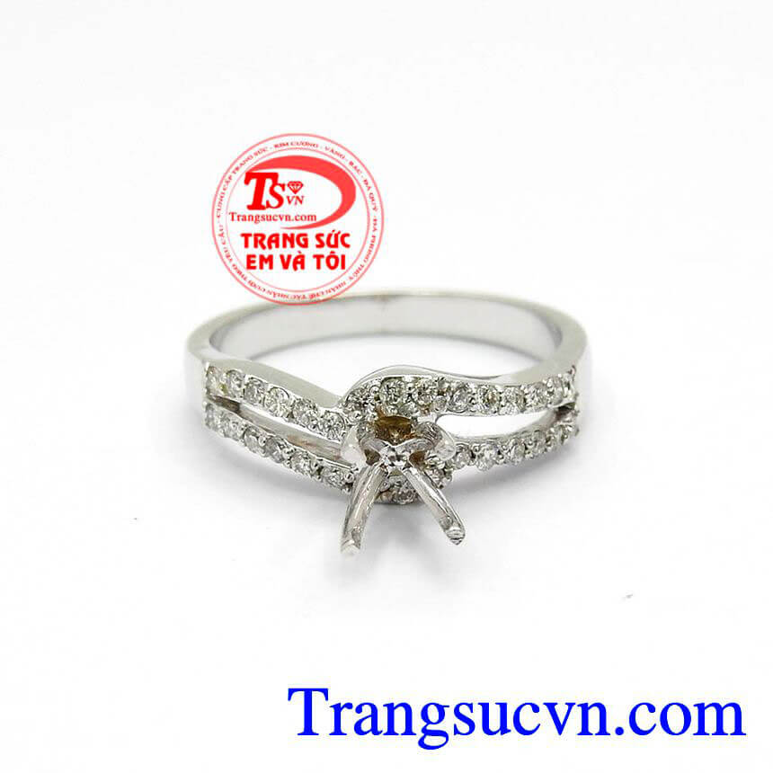 Vỏ Nhẫn Natural Diamond, Vỏ nhẫn kim cương vàng trắng, Vỏ nhẫn kim cương sang trọng
