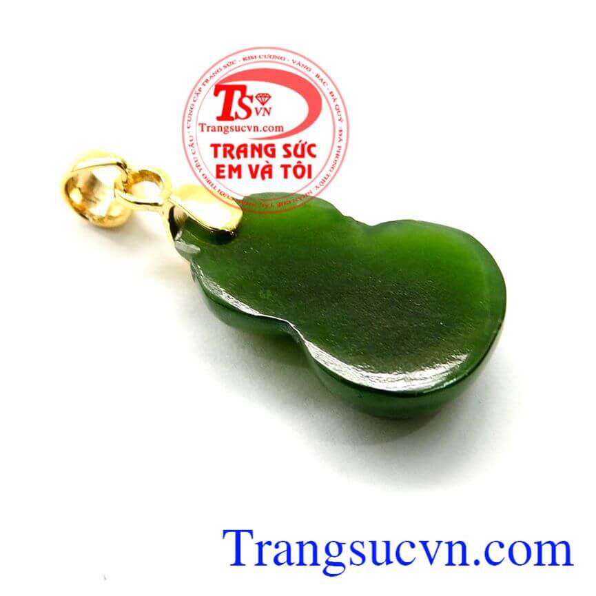 Mặt dây chuyền hồ lô móc vàng, Mặt dây hồ lô phong thủy, Mặt dây chuyền nữ thiết kế tinh xảo, Mặt dây chuyền Nephrite thiên nhiên