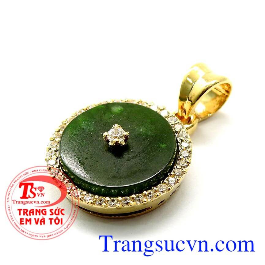 Mặt dây chuyền ngọc bọc vàng phong thủy, Mặt dây chuyền nữ mẫu mã đẹp, Mặt dây ngọc Nephrite thiên nhiên chất lượng cao