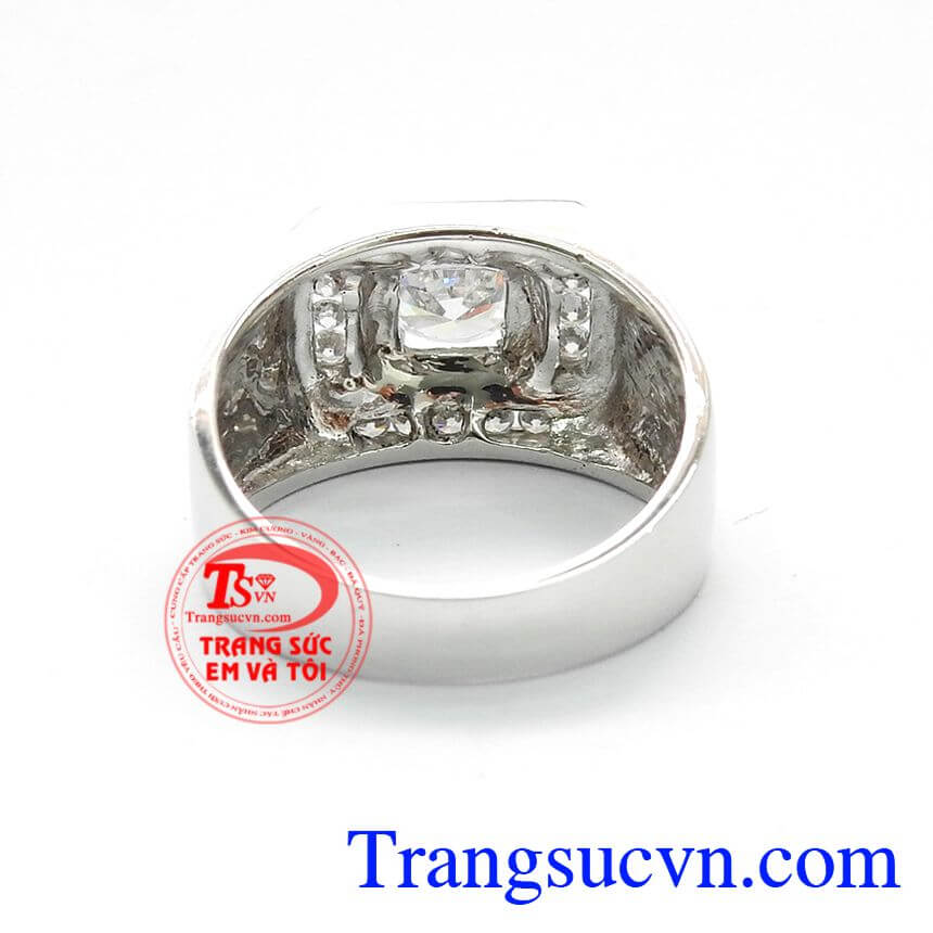 Nhẫn Nam V&agrave;ng Trắng Đẳng Cấp, Nhẫn nam v&agrave;ng trắng, Nhẫn nam đ&iacute;nh đ&aacute;