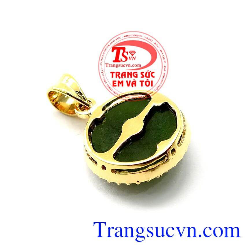 Mặt dây chuyền ngọc bọc vàng phong thủy, Mặt dây chuyền nữ mẫu mã đẹp, Mặt dây ngọc Nephrite thiên nhiên chất lượng cao
