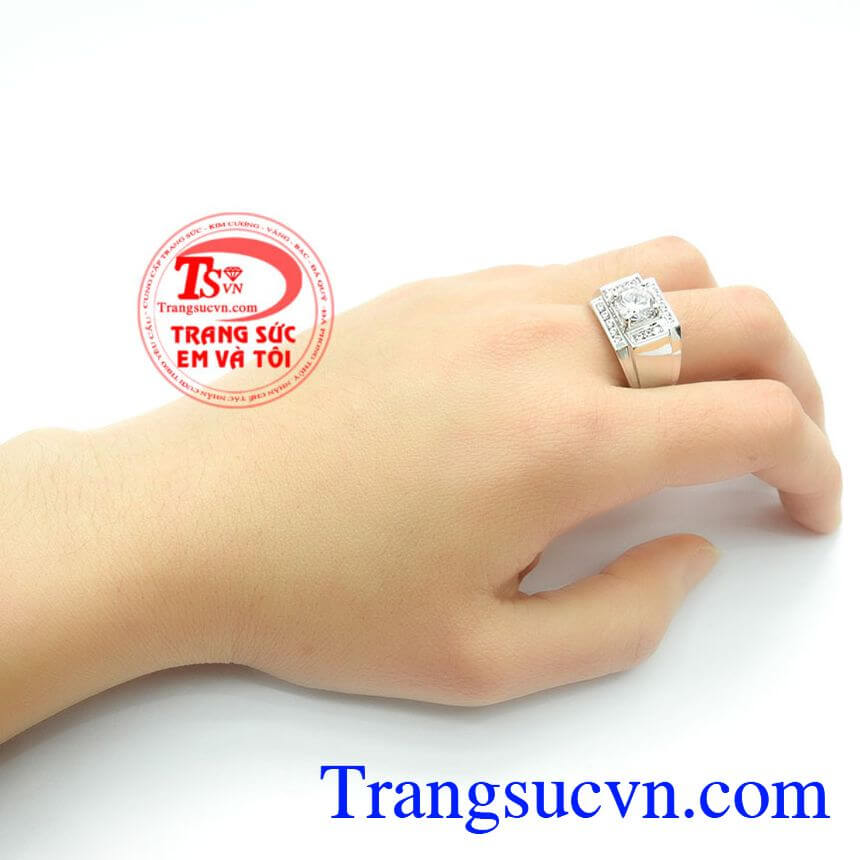 Nhẫn Nam V&agrave;ng Trắng Đẳng Cấp, Nhẫn nam v&agrave;ng trắng, Nhẫn nam đ&iacute;nh đ&aacute;