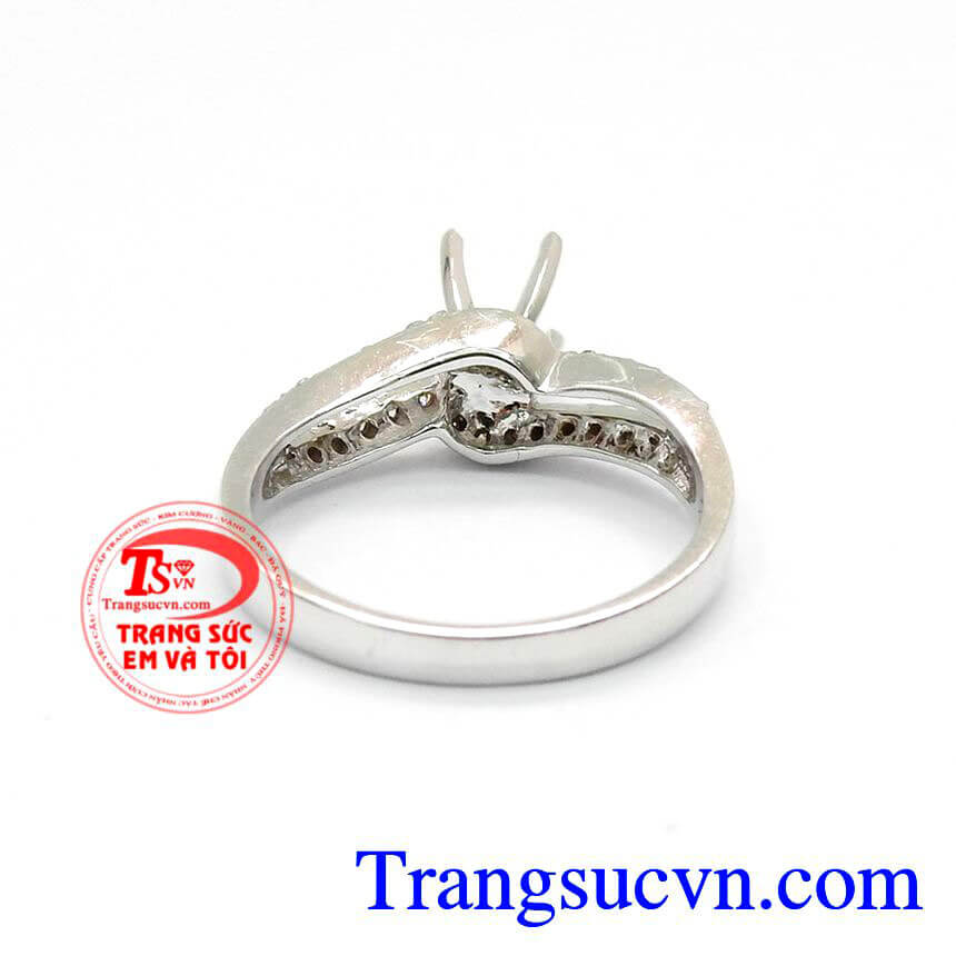 Vỏ Nhẫn Natural Diamond, Vỏ nhẫn kim cương vàng trắng, Vỏ nhẫn kim cương sang trọng