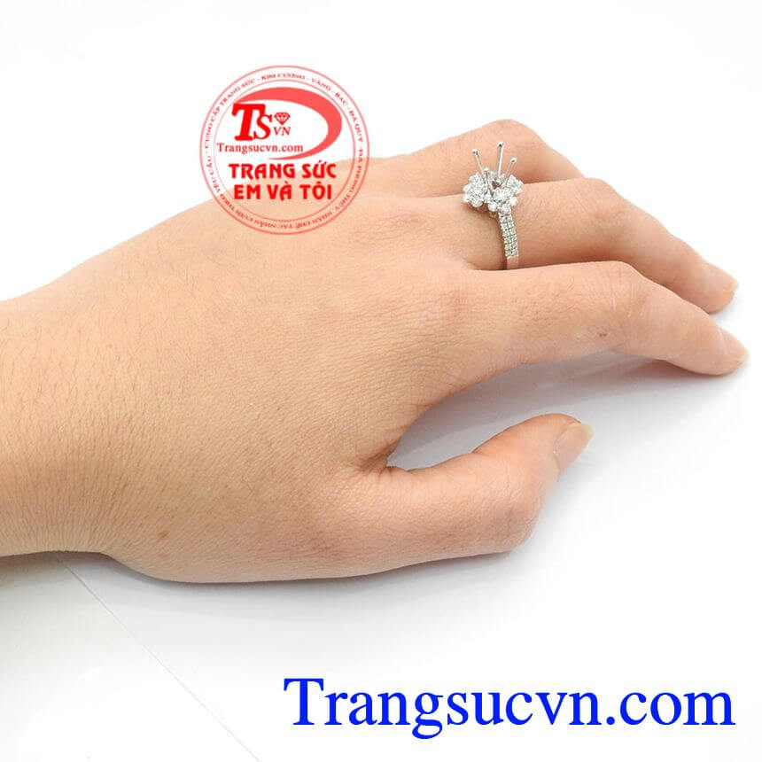 Vỏ Nhẫn Nữ Kim Cương Thi&ecirc;n Nhi&ecirc;n, Vỏ Nhẫn v&agrave;ng trắng sang trọng, Vỏ Nhẫn kim cương đẹp