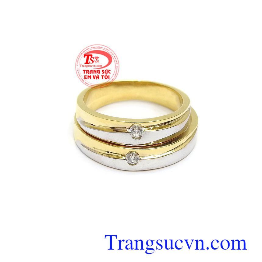 Nhẫn cưới vàng tình yêu son sắc, Nhẫn cưới vàng 18k, nhẫn cưới vàng tây