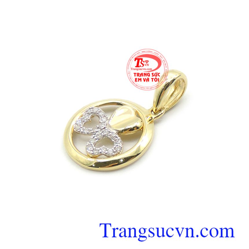 Mặt dây nữ cỏ 3 lá, mặt dây chuyền vàng, mặt dây nữ đẹp